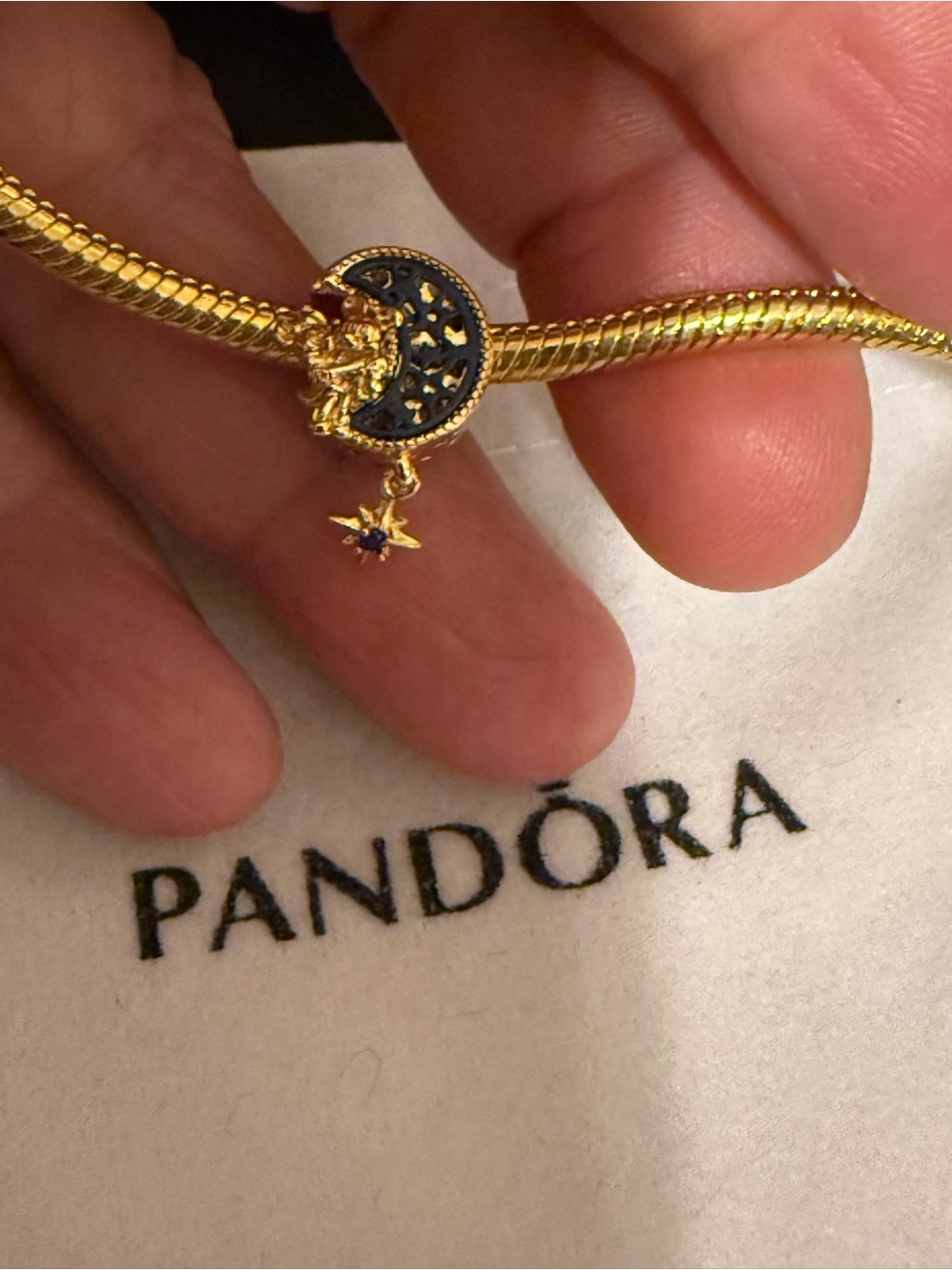Pandora Gold Moon & Star Dangle Charm
